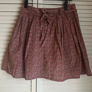 GAP Red and Pink Floral A-Line Skirt